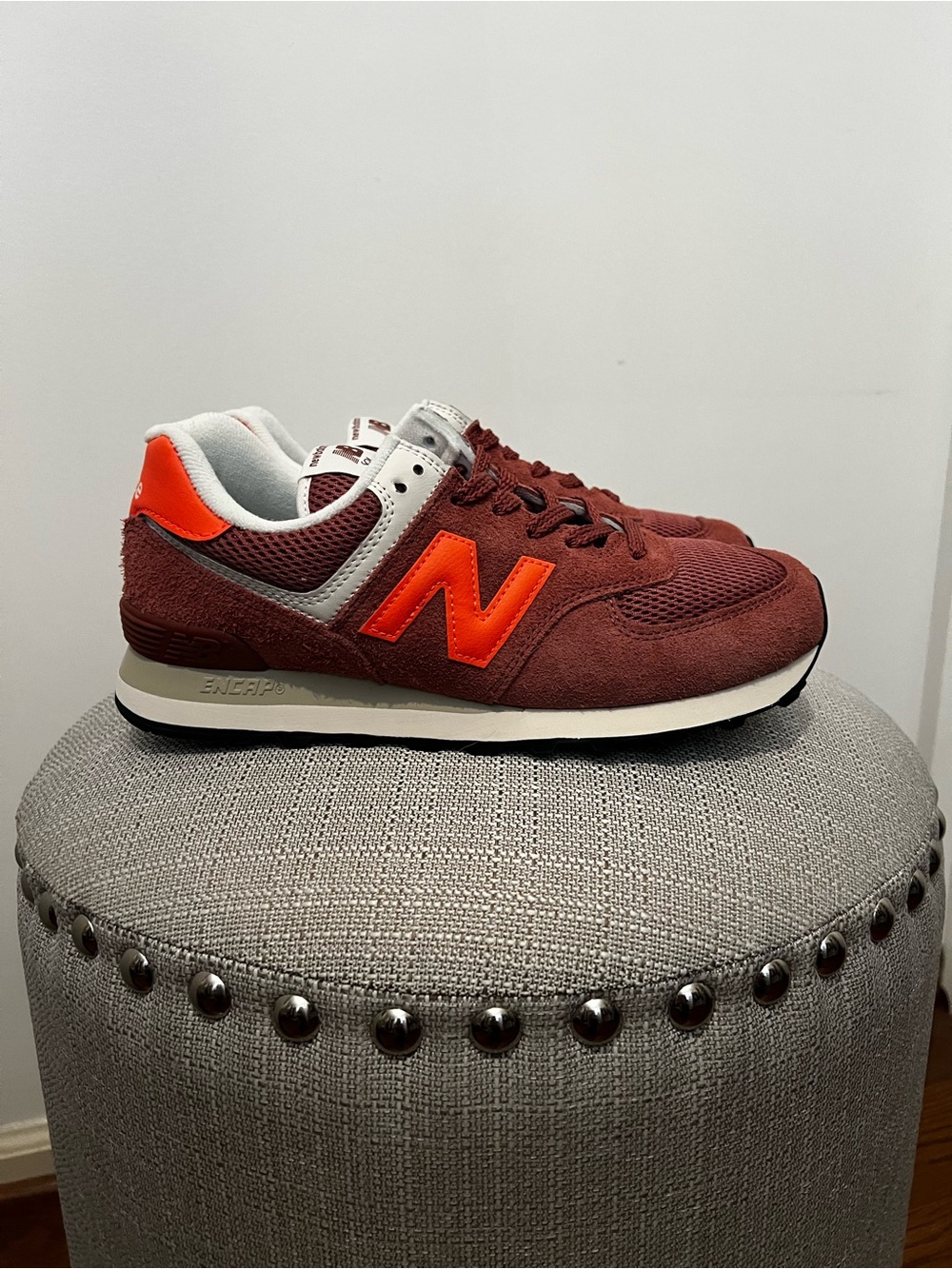 New Balance 574 Red Rock with Tangerine Heat W9 NWB